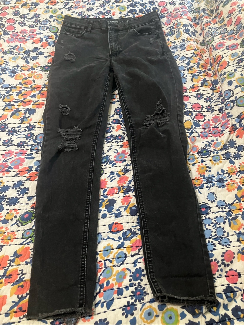 Old Navy Black Distressed Skinny Jeans